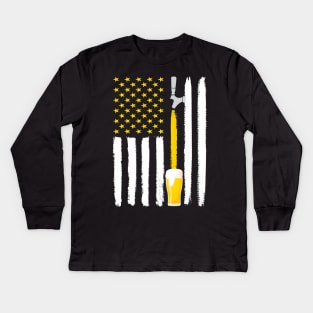 Craft beer lover i american flag i usa i th july Kids Long Sleeve T-Shirt